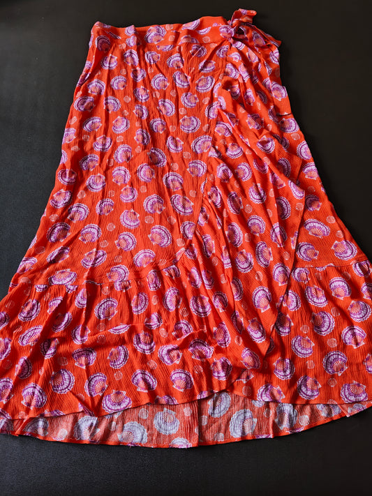 Wrap Frill Printed Skirt